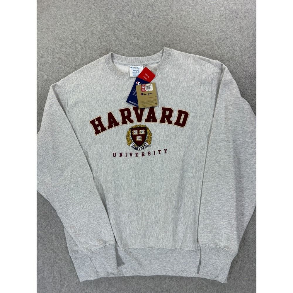 NWT Harvard Crimson Champion Stitched Logo Campus Sweatshirt (Men's Medium) Gray
